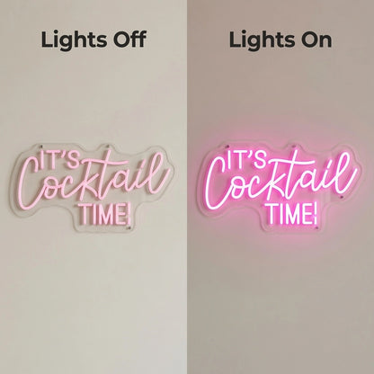 It's Cocktail Time LED Neon Sign Home Decor - 06 Day Night Comparison