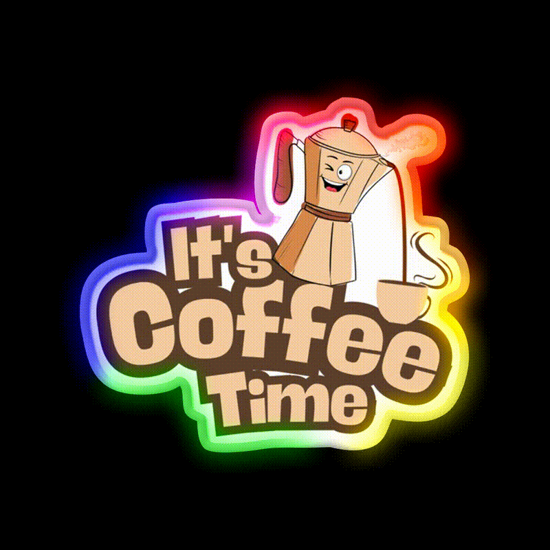 Its Coffee Time Cafe Led Neon Sign Espresso Bar Art Rgb Color