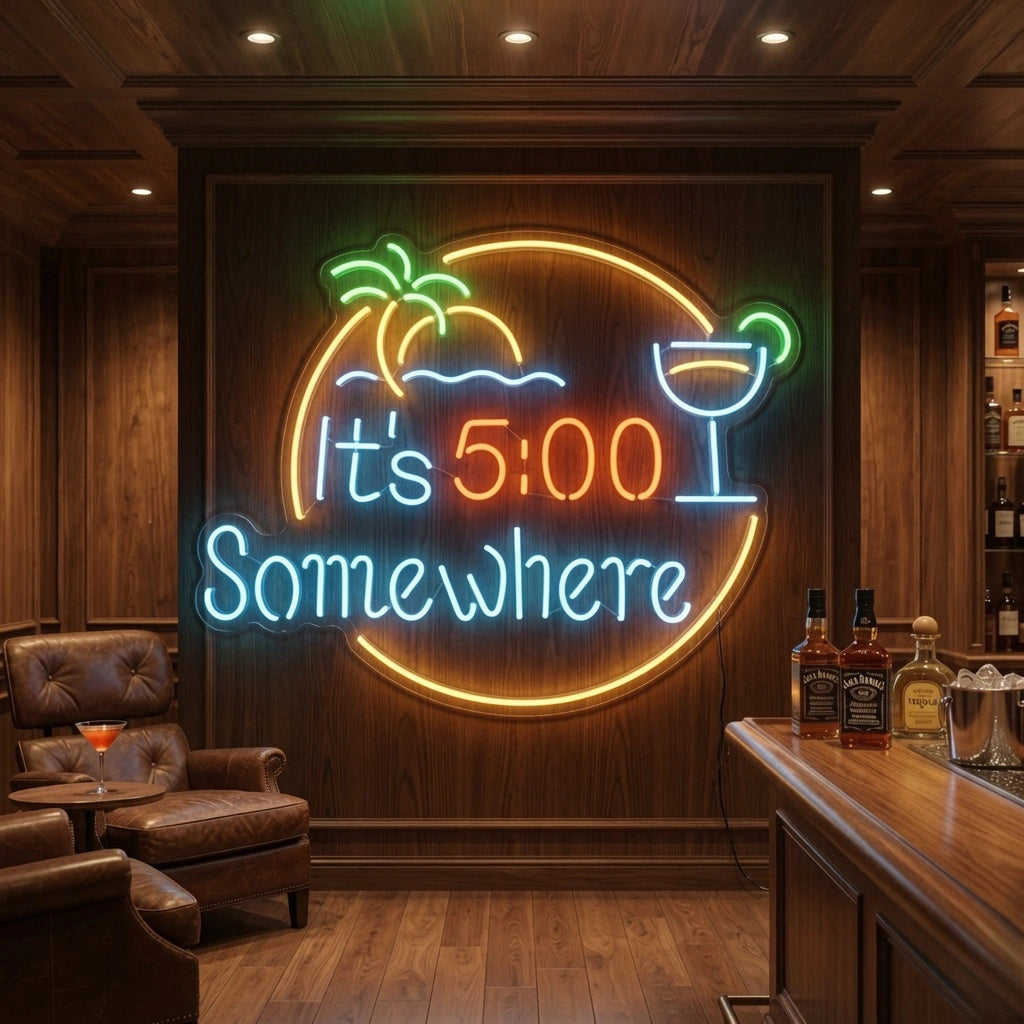 It's Five O'clock Somewhere LED Neon Sign - 03 Real Lifestyle Scene