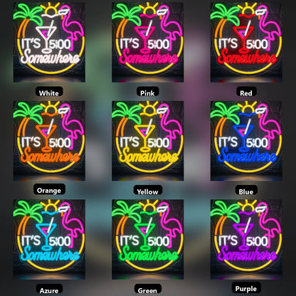 It's Five O'clock Somewhere LED Neon Sign Home Wall Art - 05 Color Grid