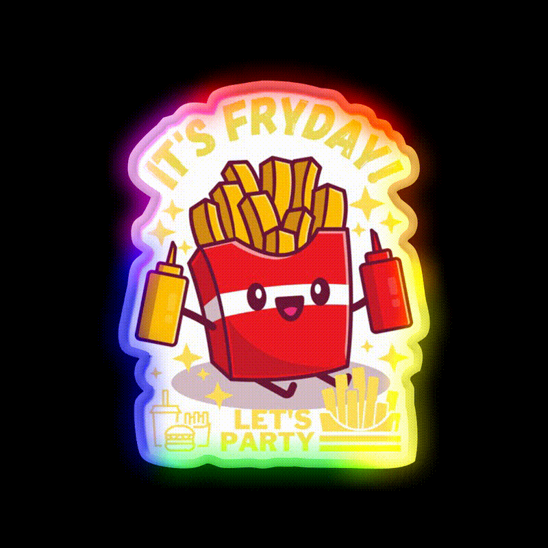 Its Fryday Lets Party Fast Food Led Neon Sign For Burger Place Rgb Color