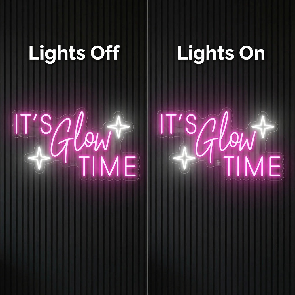 It's Glow Time LED Neon Sign Home Decor - 06 Day Night Comparison