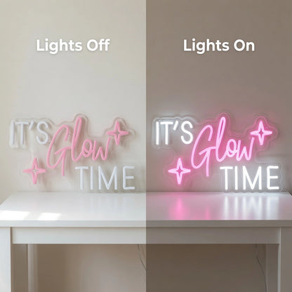 It's Glow Time LED Neon Sign Home Wall Art - 06 Day Night Comparison