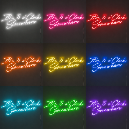 Its Oclock Somewhere Wall Decor LED Neon Sign color grid