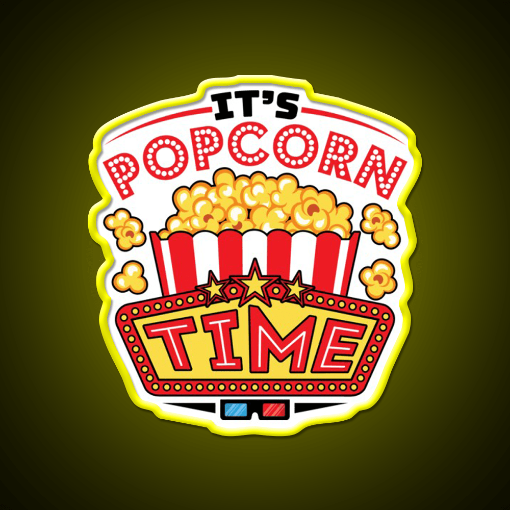 Its Popcorn Time Snack Food Led Neon Sign Rgb Color - Shineneon