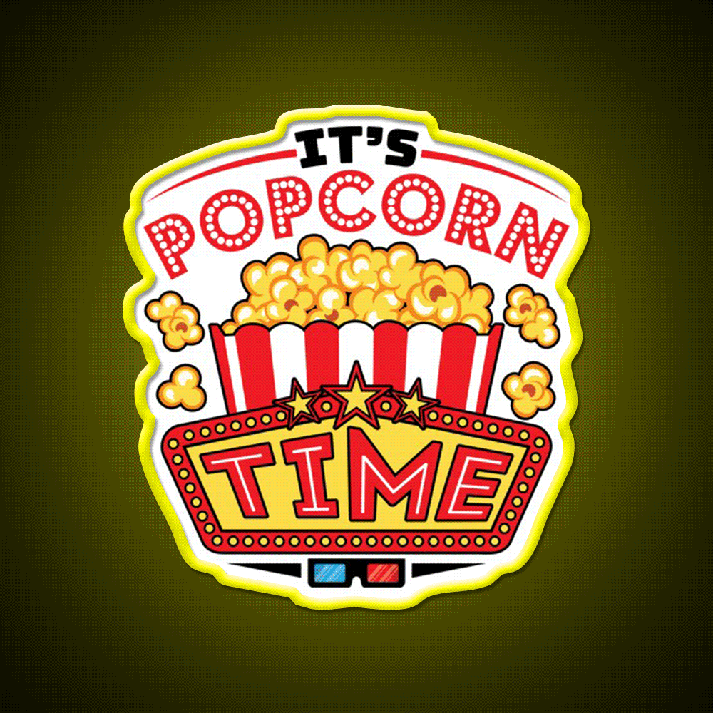 Its Popcorn Time Snack Food Led Neon Sign Rgb Color - Custom LED neon sign front view