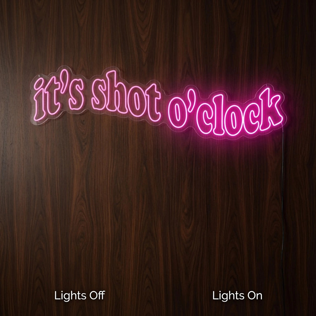 It's Shot O'clock LED Neon Sign - 06 Day Night Comparison
