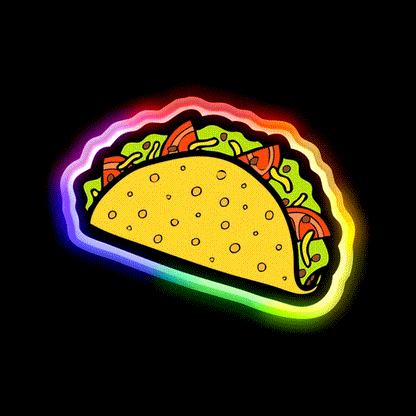 Its Taco Time Snack Food Led Neon Sign Rgb Color - LED neon sign close-up detail