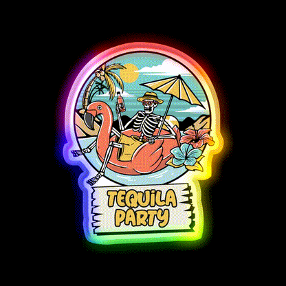 Its Tequila Party Cinco De Mayo Drinking Party Drink Tequila Led Neon Sign Rgb Color - LED neon sign close-up detail