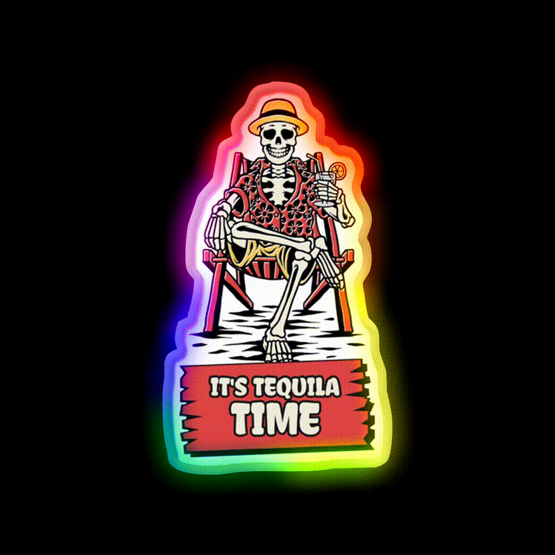 Its Tequila Time Cinco De Mayo Drinking Party Drink Tequila Led Neon Sign Rgb Color - LED neon sign close-up detail