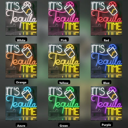 It's Tequila Time LED Neon Sign Home Wall Art - 05 Color Grid