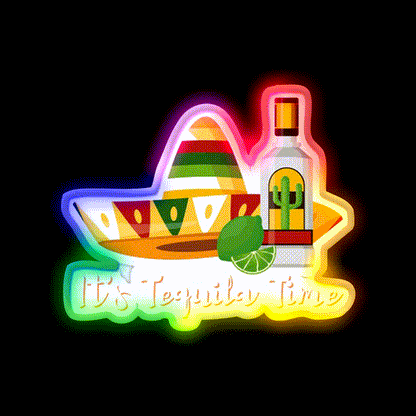 Its Tequila Time Party Drink Tequila Led Neon Sign Bar Wall Light Rgb Color - LED neon sign close-up detail