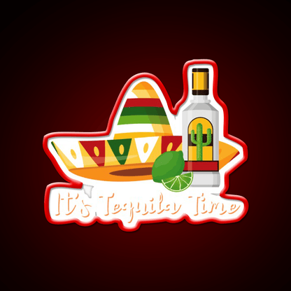 Its Tequila Time Party Drink Tequila Led Neon Sign Bar Wall Light Rgb Color - Shineneon