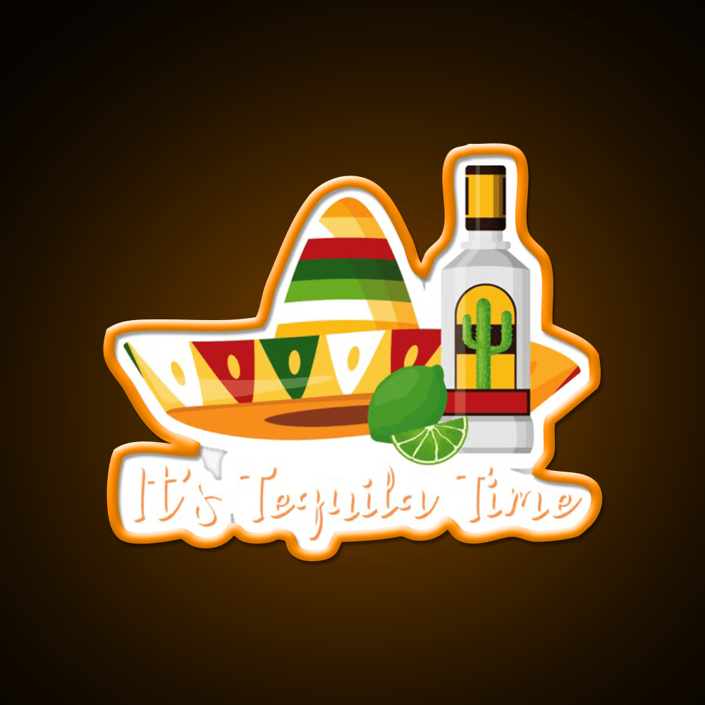 Its Tequila Time Party Drink Tequila Led Neon Sign Bar Wall Light Rgb Color - Shineneon