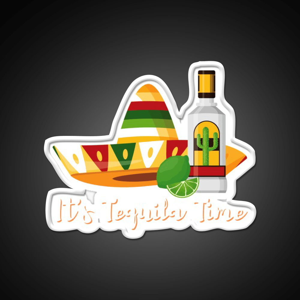 Its Tequila Time Party Drink Tequila Led Neon Sign Bar Wall Light Rgb Color - Shineneon