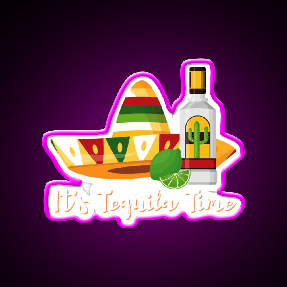 Its Tequila Time Party Drink Tequila Led Neon Sign Bar Wall Light Rgb Color - Shineneon