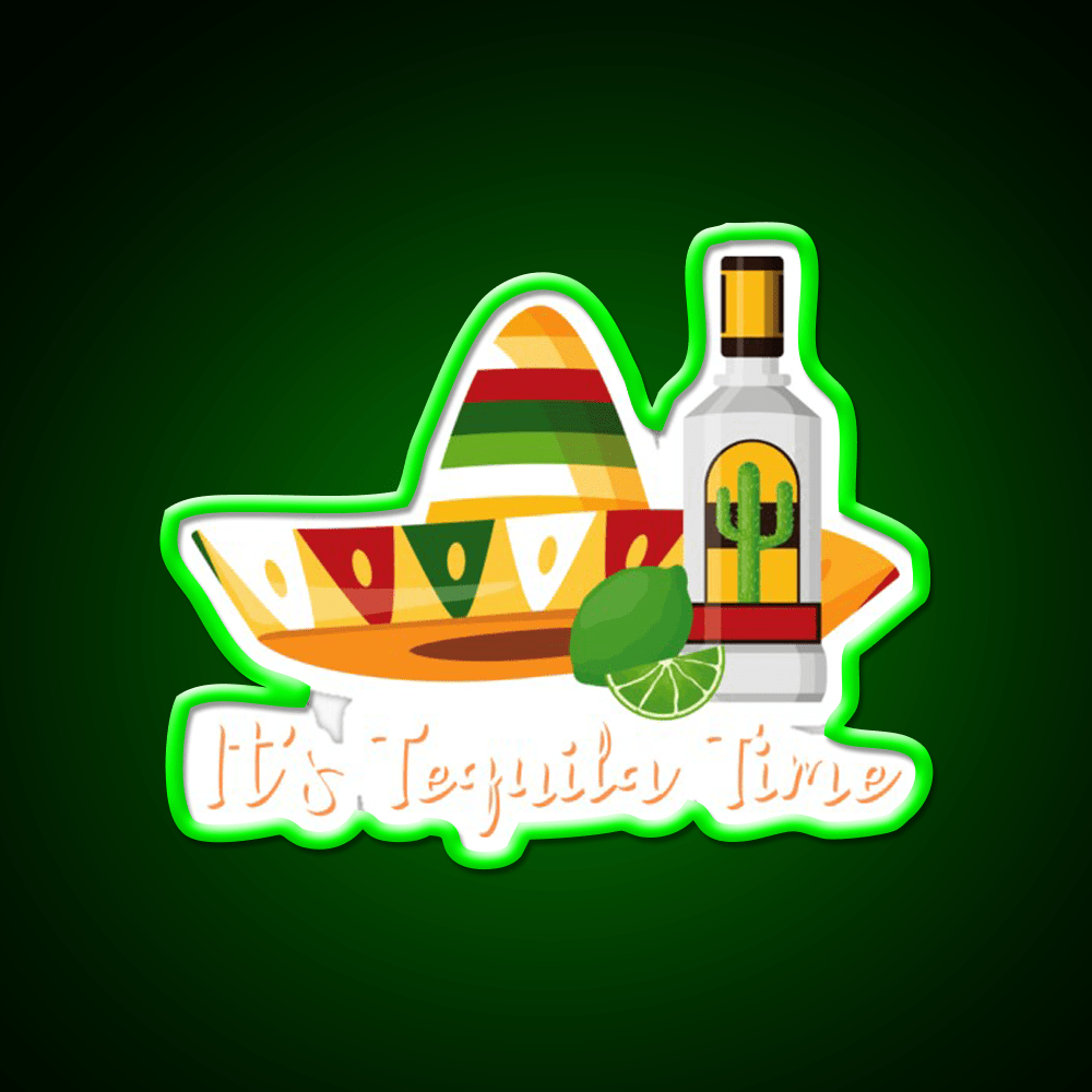 Its Tequila Time Party Drink Tequila Led Neon Sign Bar Wall Light Rgb Color - Shineneon
