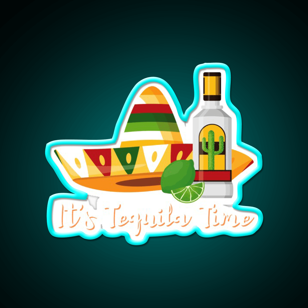 Its Tequila Time Party Drink Tequila Led Neon Sign Bar Wall Light Rgb Color - Shineneon