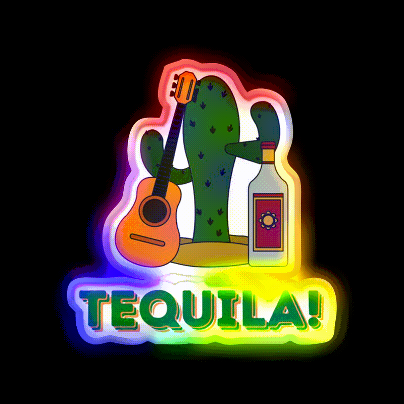 Its Tequila Time Party Drink Tequila Led Neon Sign Rgb Color - LED neon sign close-up detail