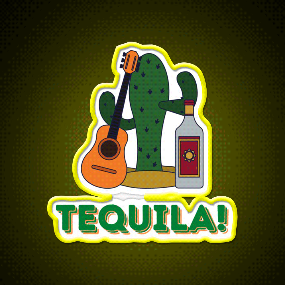 Its Tequila Time Party Drink Tequila Led Neon Sign Rgb Color - Custom LED neon sign front view