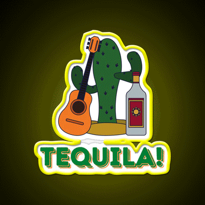 Its Tequila Time Party Drink Tequila Led Neon Sign Rgb Color - Custom LED neon sign front view