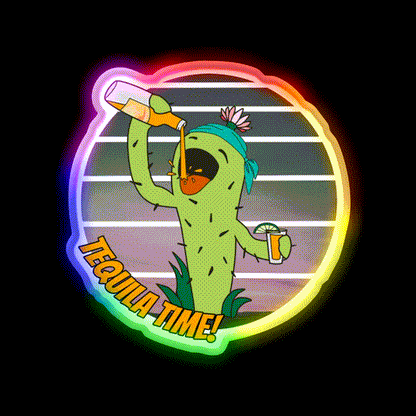 Its Tequila Time Text Sand Party Drink Tequila Led Neon Sign Rgb Color - LED neon sign close-up detail