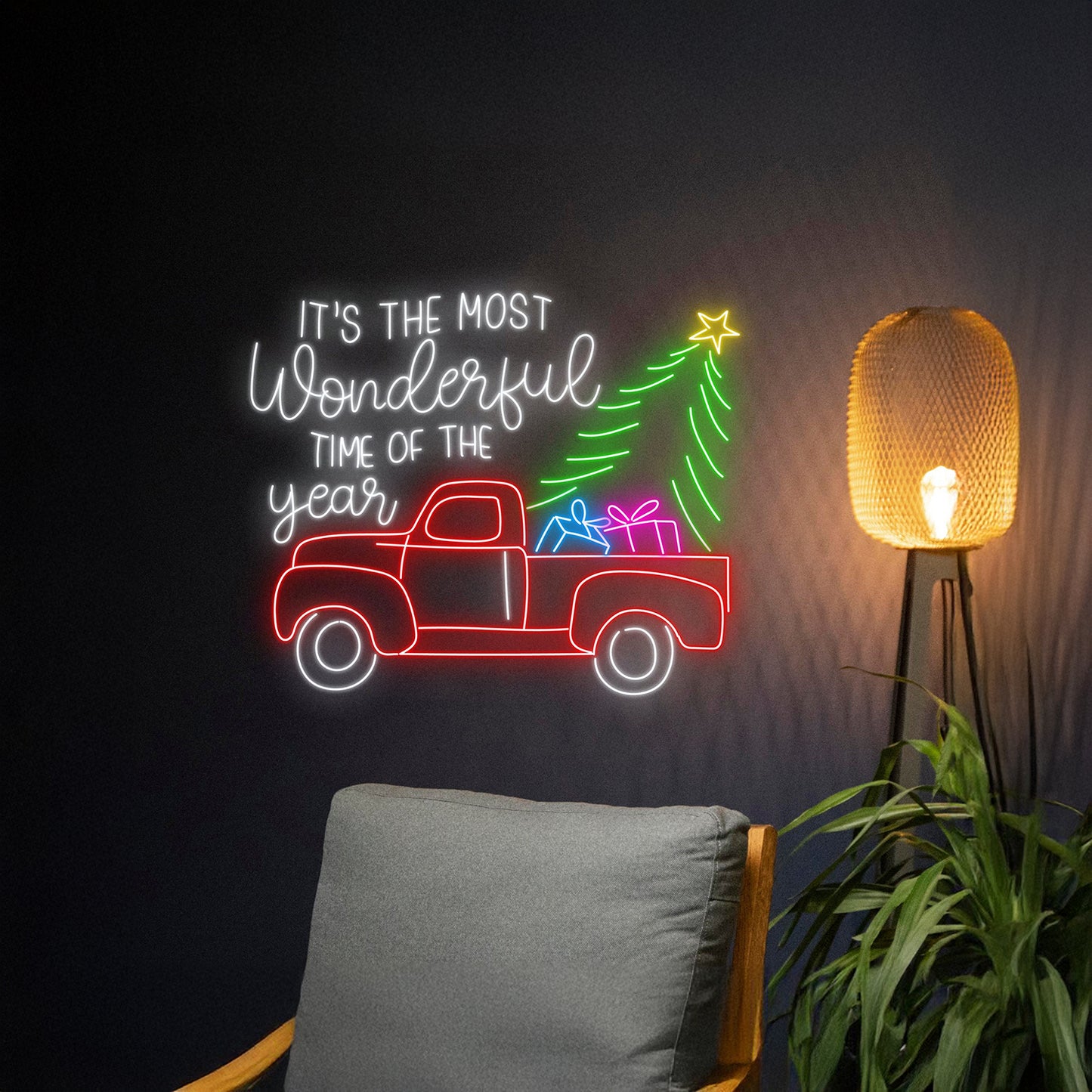 Its The Most Wonderful Time Of The Year Christmas Truck Neon Sign