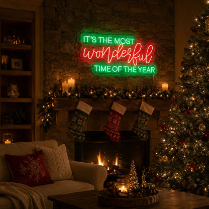 Its The Most Wonderful Time Of The Year LED Neon Sign Man Cave Neon Sign size image