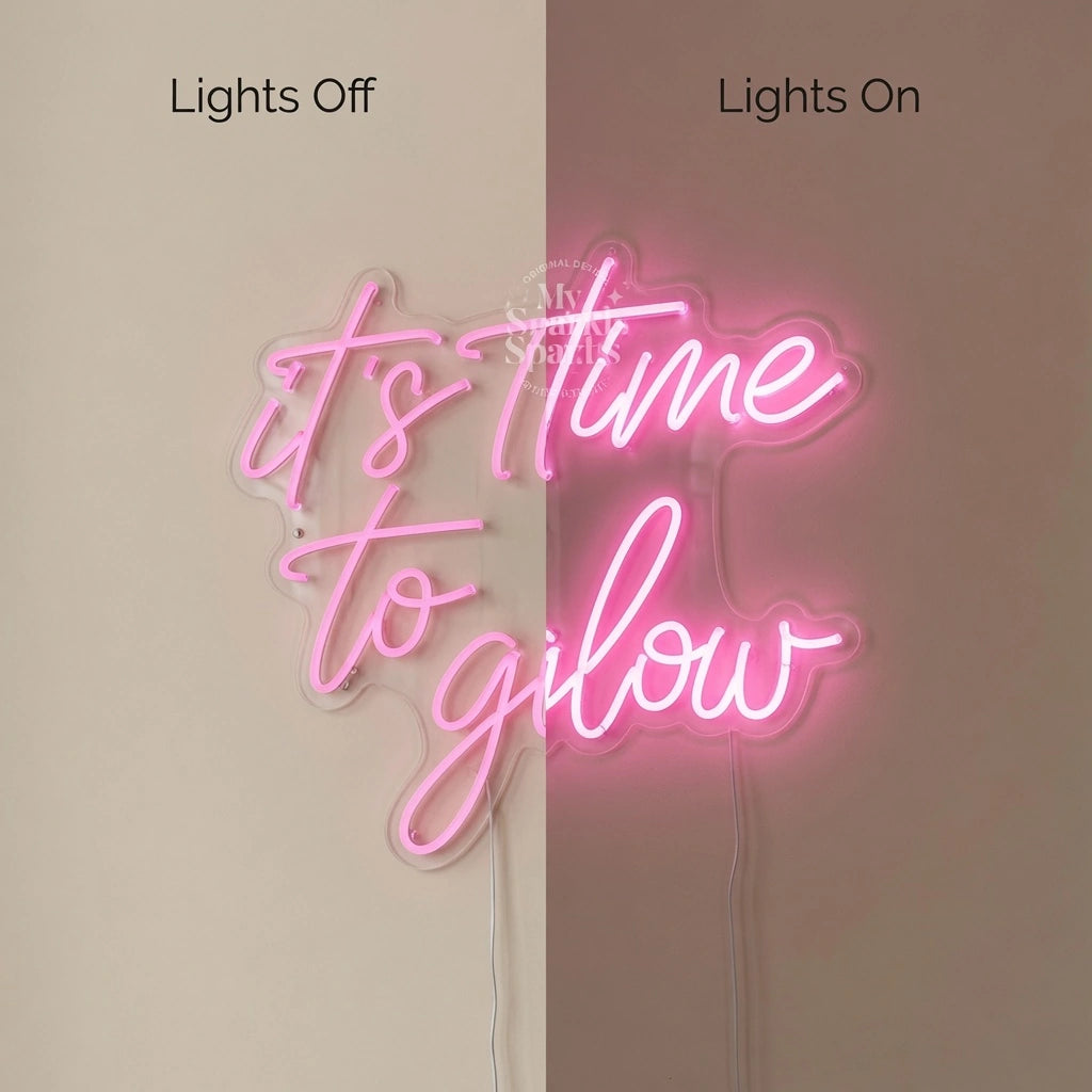 It's Time To Glow LED Neon Sign - 06 Day Night Comparison