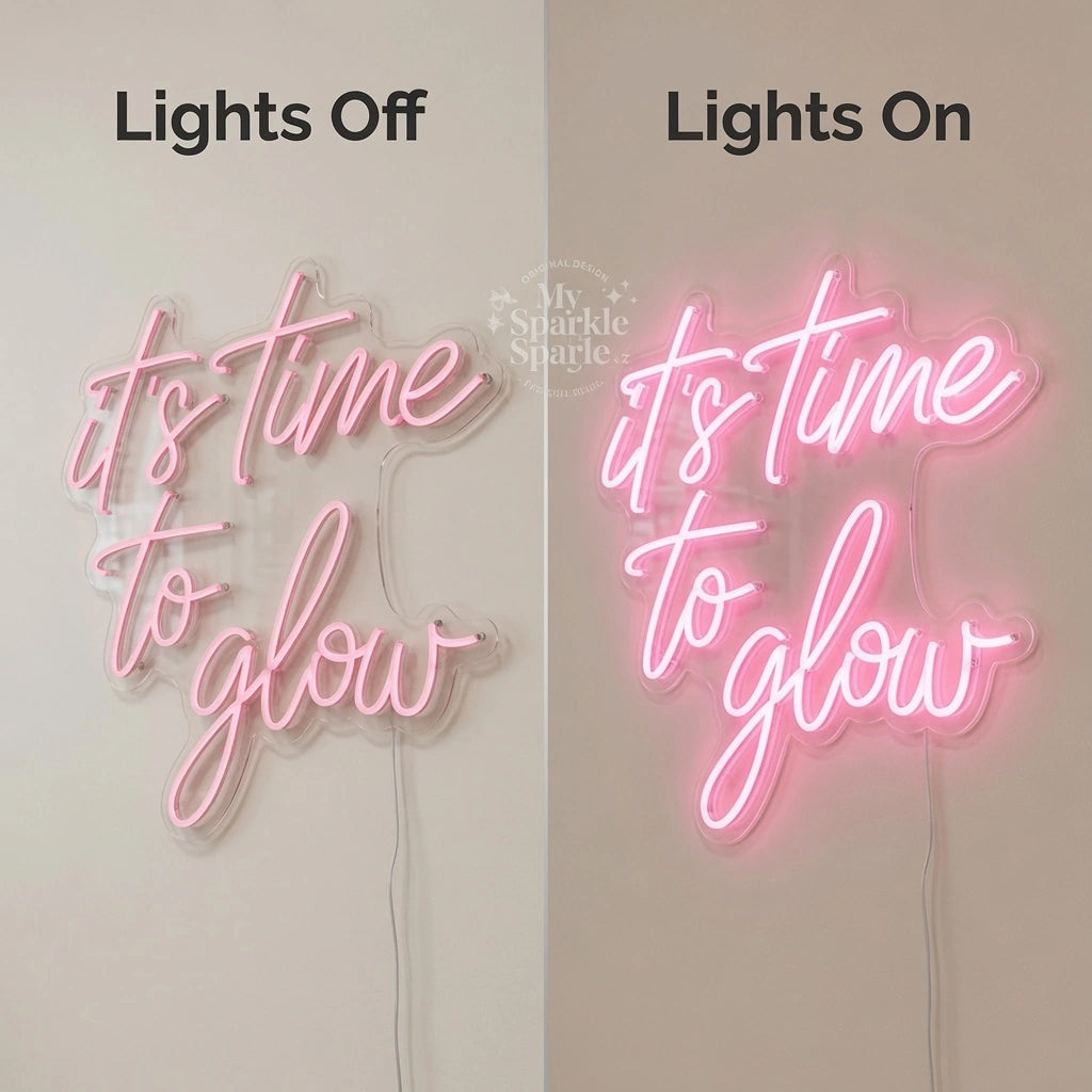 It's Time To Glow LED Neon Sign Bedroom Decor - 06 Day Night Comparison