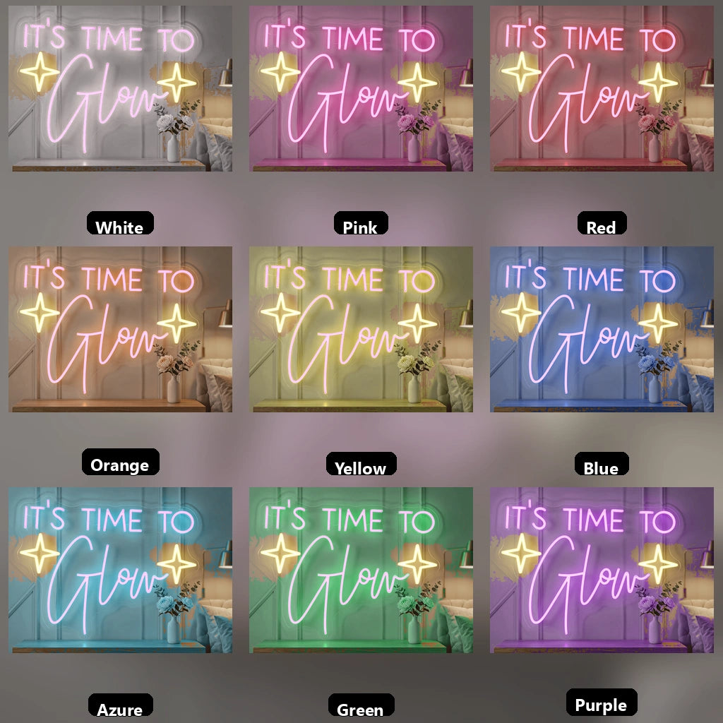 It's Time To Glow LED Neon Sign Home Decor - 05 Color Grid