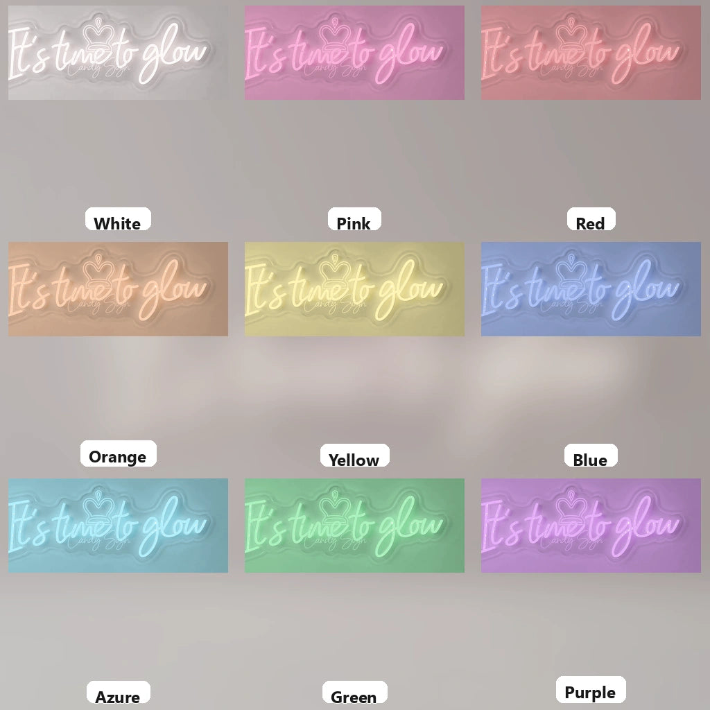 It's Time To Glow LED Neon Sign Home Wall Art - 05 Color Grid