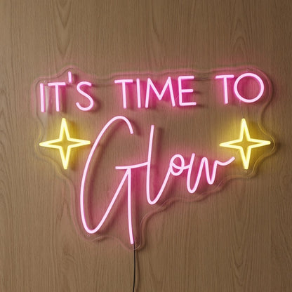 It's Time To Glow LED Neon Sign Living Room Decor - 04 Size Image