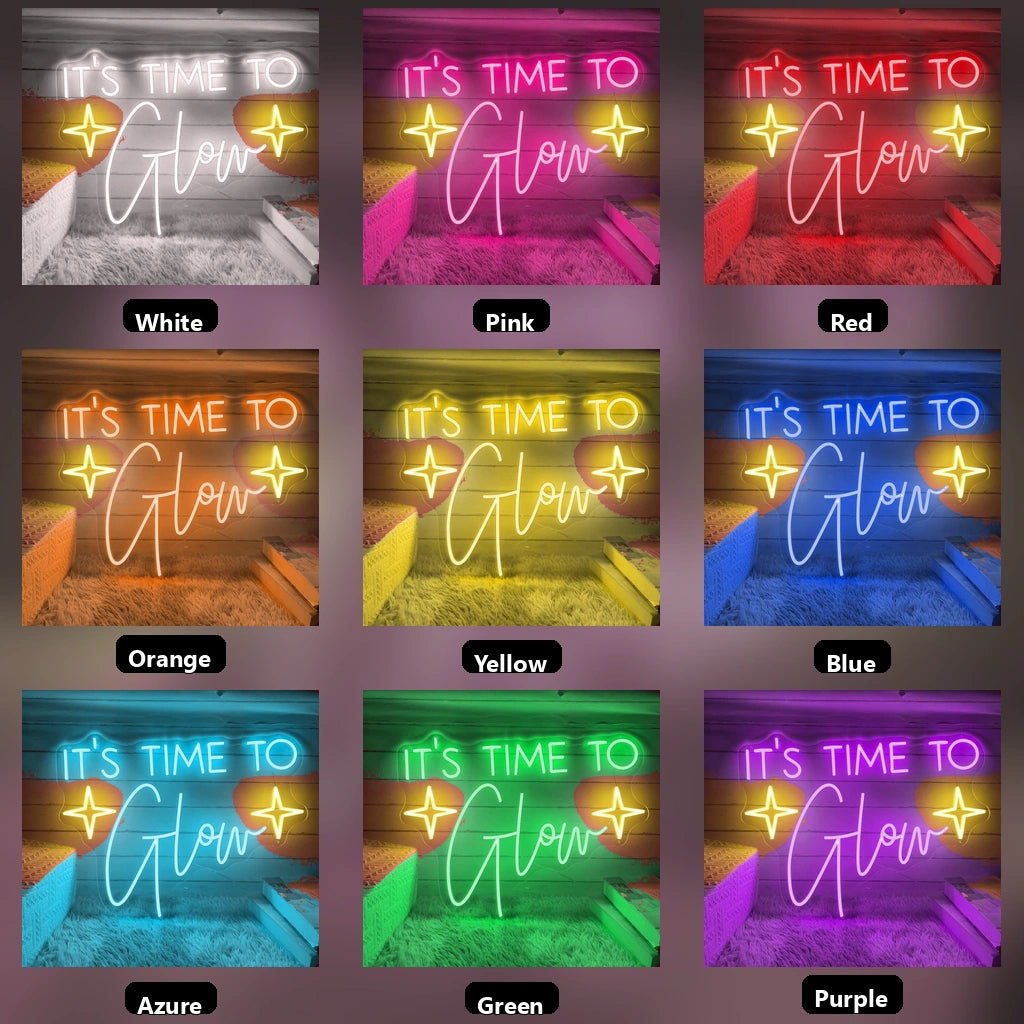 It's Time To Glow LED Neon Sign Living Room Decor - 05 Color Grid