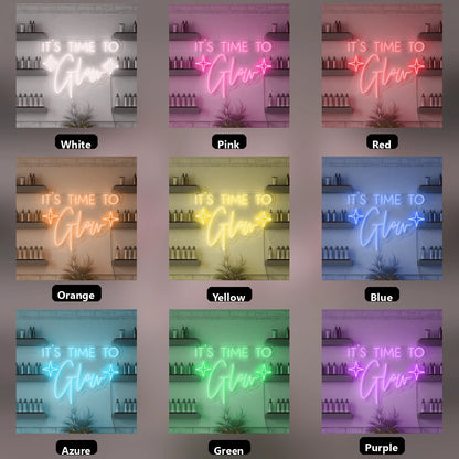It's Time To Glow LED Neon Sign Wall Art - 05 Color Grid
