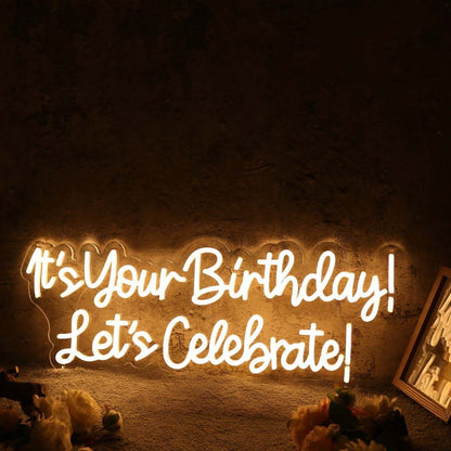 Its Your Birthday Lets Celebrate Yellow Led Neon Sign - Shineneon