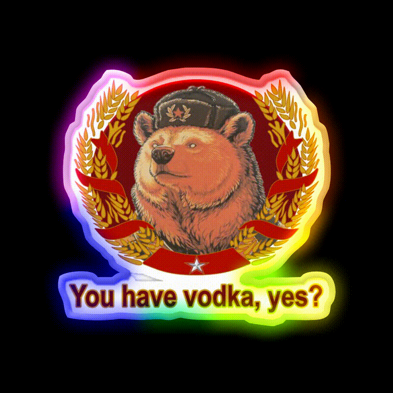 Ivan Bearsky Party Drink Tequila Led Neon Sign Rgb Color - LED neon sign close-up detail
