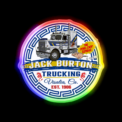 Jack Burton Pork Chop Express Circle Lts Asian Cultural Led Neon Sign Rgb Color - LED neon sign close-up detail