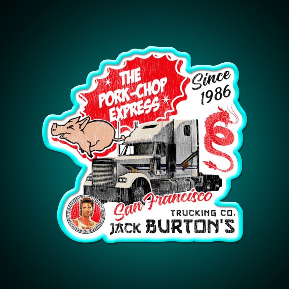 Jack Burton Pork Chop Express Trucking Lts Worn Cultural Led Neon Sign Rgb Color - Size and dimension reference