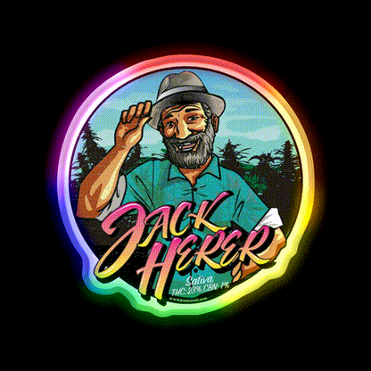 Jack Herer Strain Art Hemp Inspired Green Leaf Led Neon Sign Rgb Color - LED neon sign close-up detail