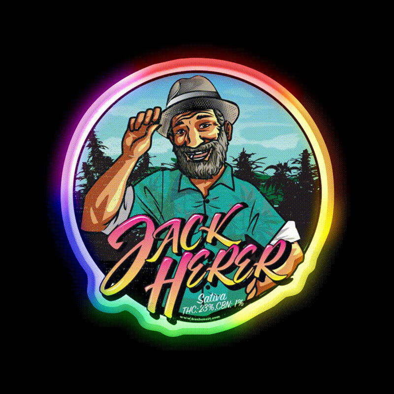 Jack Herer Strain Art Hemp Inspired Green Leaf Led Neon Sign Rgb Color - LED neon sign close-up detail