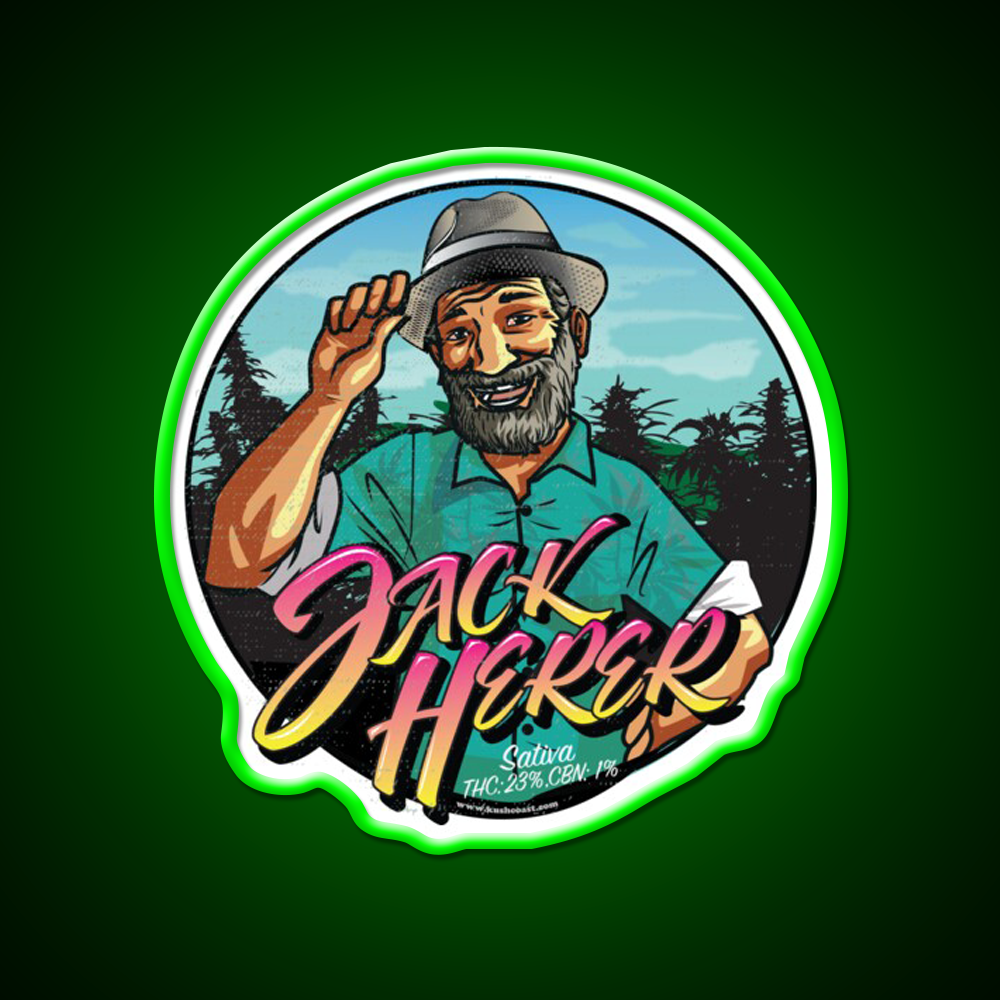 Jack Herer Strain Art Hemp Inspired Green Leaf Led Neon Sign Rgb Color - LED neon sign view 8