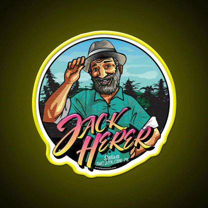 Jack Herer Strain Art Hemp Inspired Green Leaf Led Neon Sign Rgb Color - Custom LED neon sign front view