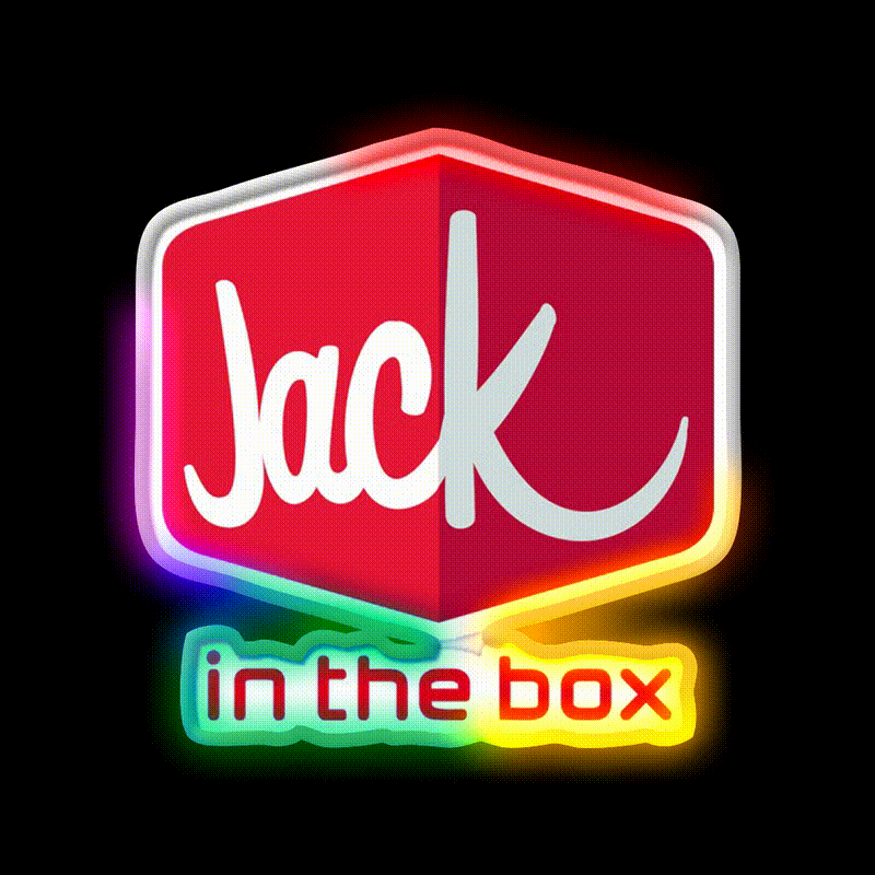 Jack In The Box Fast Food Led Neon Sign For Burger Place Rgb Color - LED neon sign close-up detail