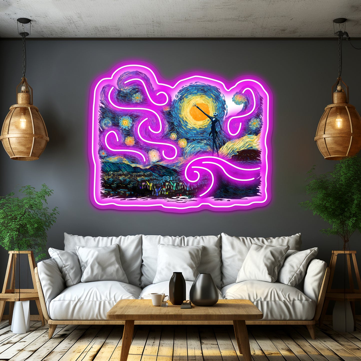 Jack Scary Night Abstract Paintings Artwork Room Lights Neon