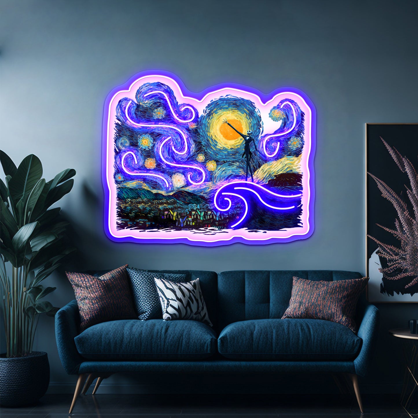 Jack Scary Night Abstract Paintings Artwork Room Lights Neon