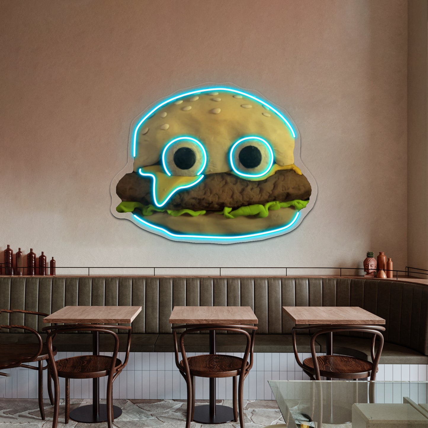 Jack Stauber Cheeseburger Family Food Wall Artwork Neon Signs