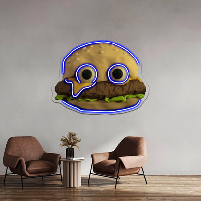 Jack Stauber Cheeseburger Family Food Wall Artwork Neon Signs