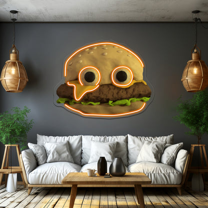 Jack Stauber Cheeseburger Family Food Wall Artwork Neon Signs