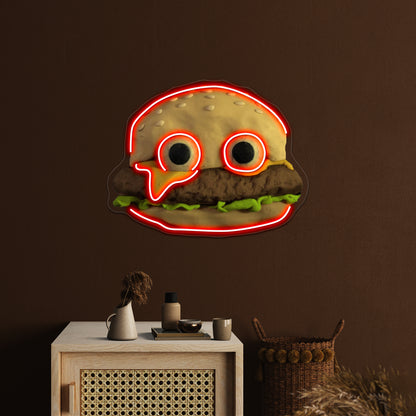 Jack Stauber Cheeseburger Family Food Wall Artwork Neon Signs